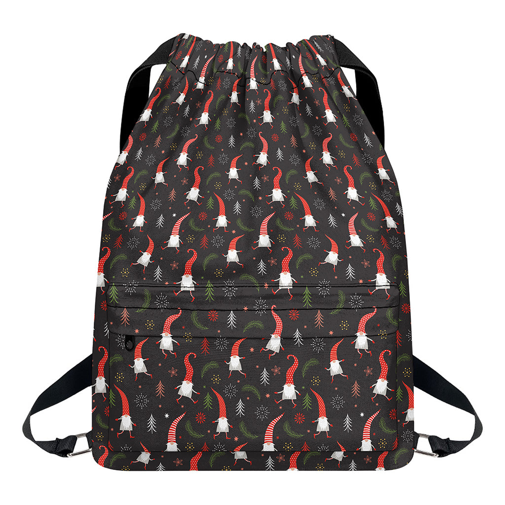 Christmas Gnomes Pattern Print Drawstring Backpack