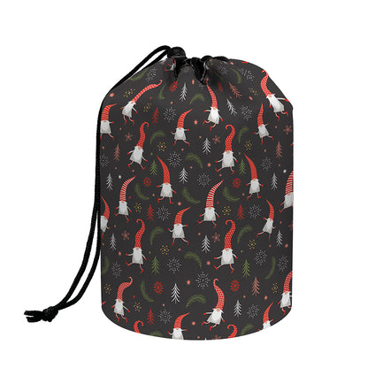 Christmas Gnomes Pattern Print Drawstring Makeup Bag