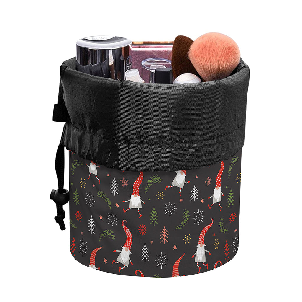 Christmas Gnomes Pattern Print Drawstring Makeup Bag