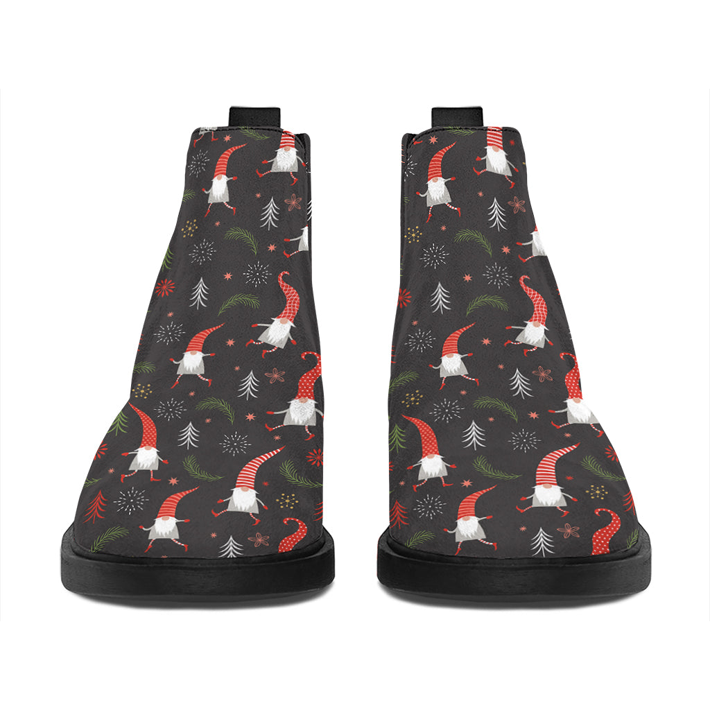 Christmas Gnomes Pattern Print Flat Ankle Boots