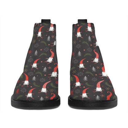 Christmas Gnomes Pattern Print Flat Ankle Boots