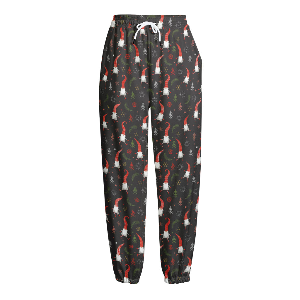 Christmas Gnomes Pattern Print Fleece Lined Knit Pants