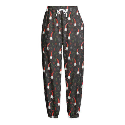 Christmas Gnomes Pattern Print Fleece Lined Knit Pants