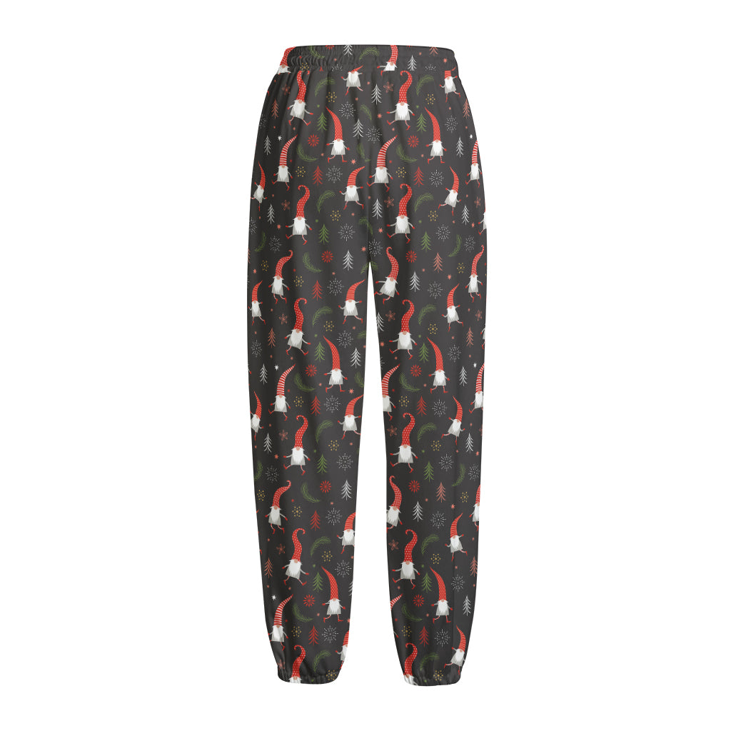 Christmas Gnomes Pattern Print Fleece Lined Knit Pants