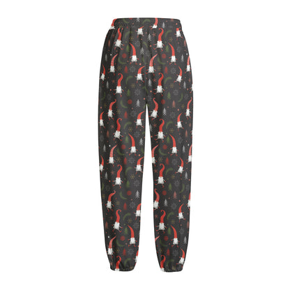 Christmas Gnomes Pattern Print Fleece Lined Knit Pants