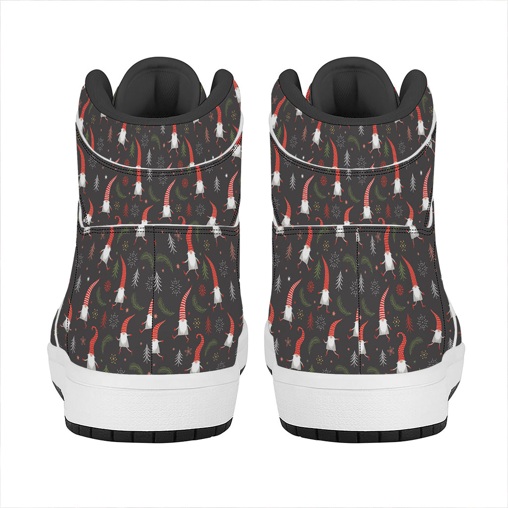 Christmas Gnomes Pattern Print High Top Leather Sneakers