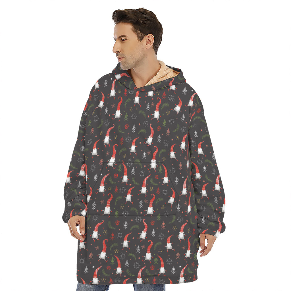 Christmas Gnomes Pattern Print Hoodie Blanket