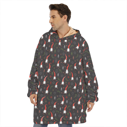 Christmas Gnomes Pattern Print Hoodie Blanket