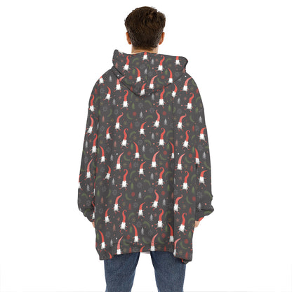 Christmas Gnomes Pattern Print Hoodie Blanket
