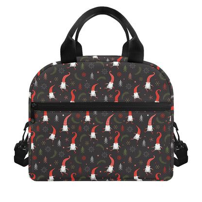 Christmas Gnomes Pattern Print Insulated Lunch Bag