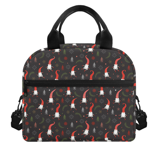 Christmas Gnomes Pattern Print Insulated Lunch Bag