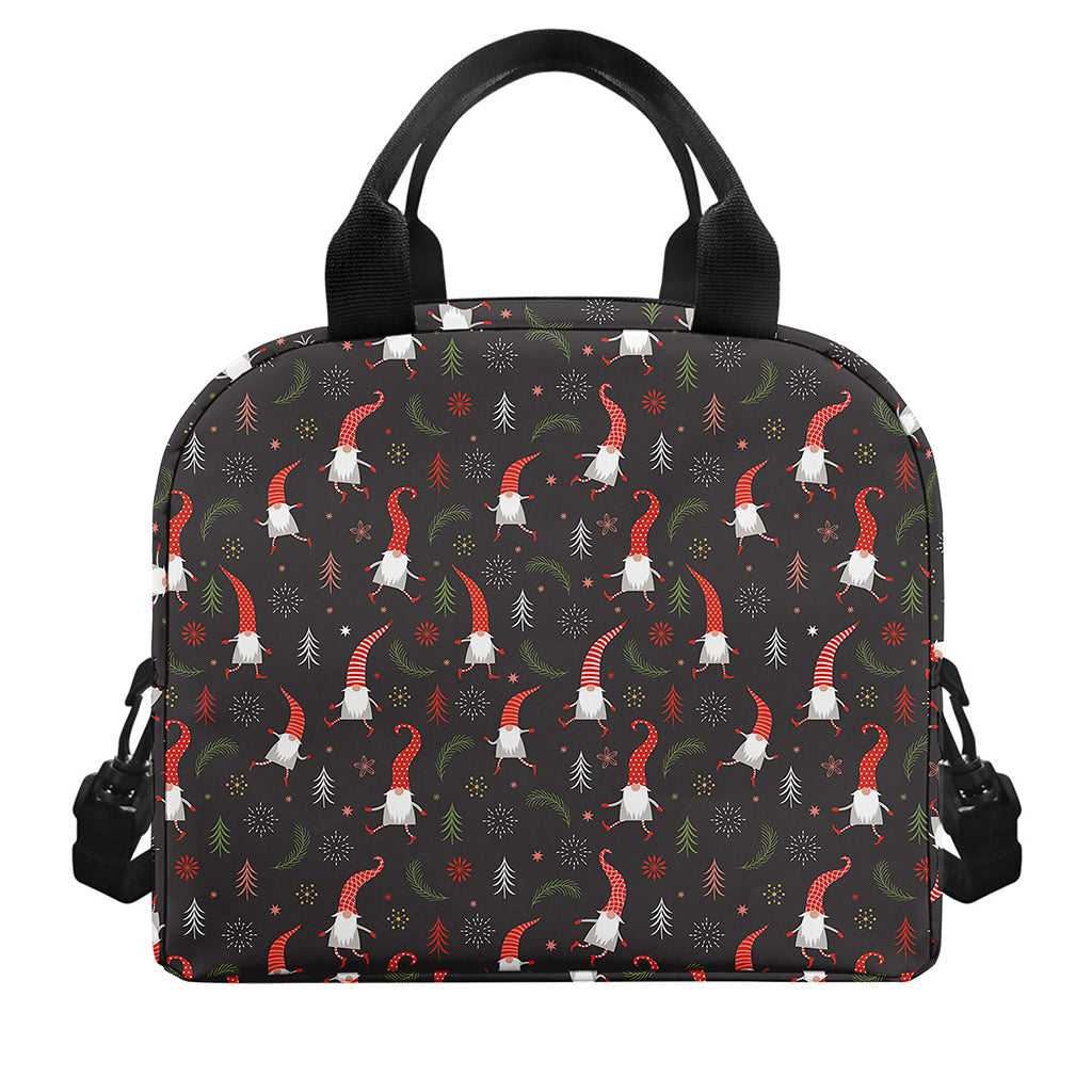 Christmas Gnomes Pattern Print Insulated Lunch Bag