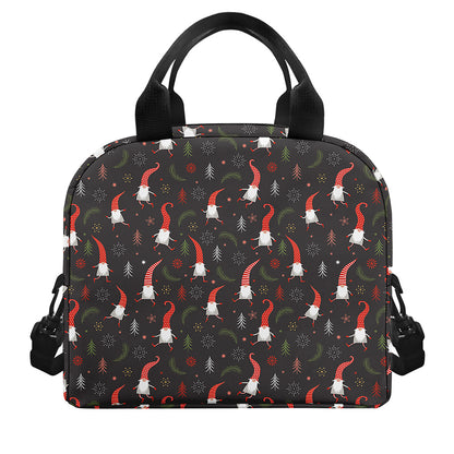 Christmas Gnomes Pattern Print Insulated Lunch Bag