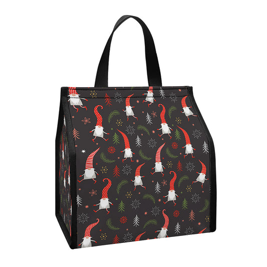 Christmas Gnomes Pattern Print Insulated Lunch Tote