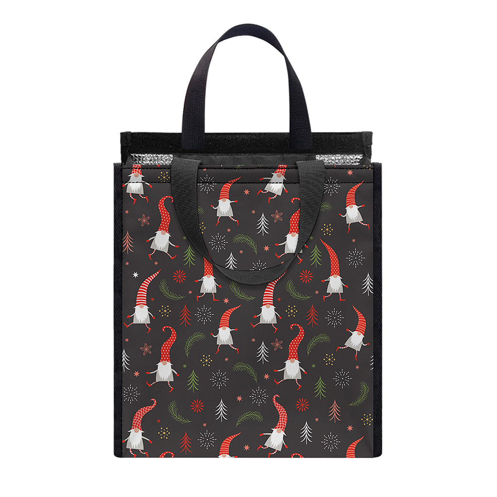Christmas Gnomes Pattern Print Insulated Lunch Tote