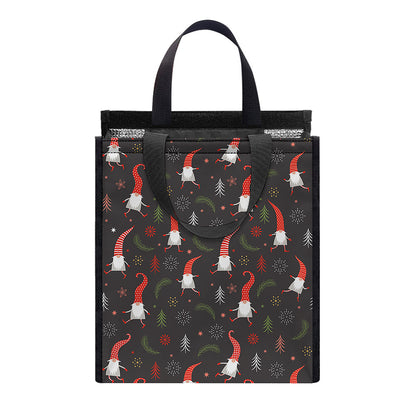 Christmas Gnomes Pattern Print Insulated Lunch Tote