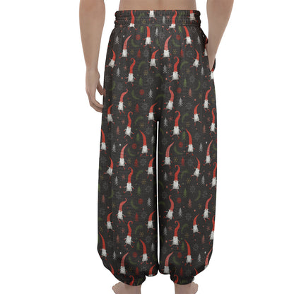 Christmas Gnomes Pattern Print Lantern Pants