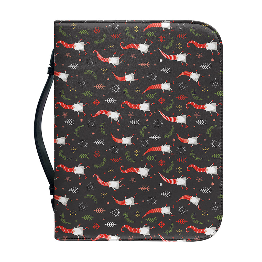 Christmas Gnomes Pattern Print Leather Bible Cover