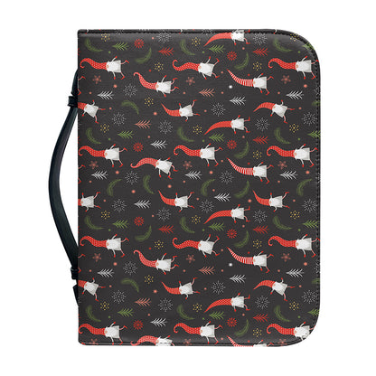 Christmas Gnomes Pattern Print Leather Bible Cover