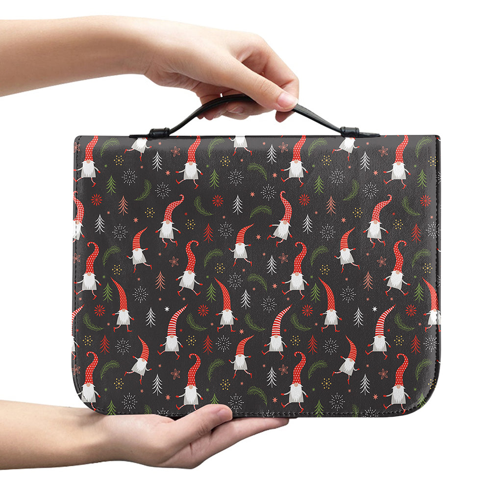 Christmas Gnomes Pattern Print Leather Bible Cover
