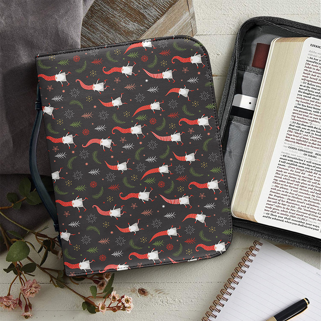 Christmas Gnomes Pattern Print Leather Bible Cover