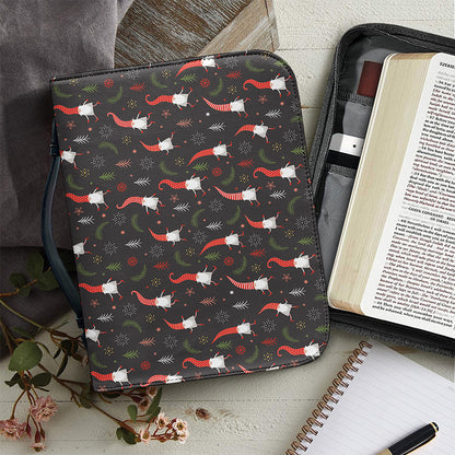 Christmas Gnomes Pattern Print Leather Bible Cover