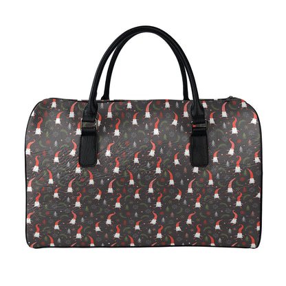 Christmas Gnomes Pattern Print Leather Duffle Bag