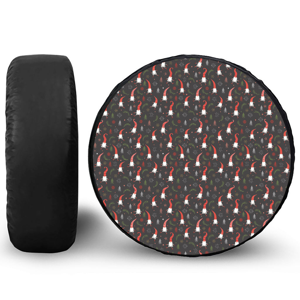 Christmas Gnomes Pattern Print Leather Spare Tire Cover