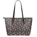 Christmas Gnomes Pattern Print Leather Tote Bag With Zipper