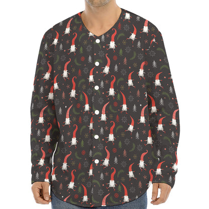 Christmas Gnomes Pattern Print Long Sleeve Baseball Jersey