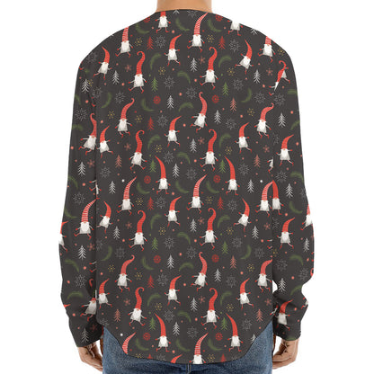 Christmas Gnomes Pattern Print Long Sleeve Baseball Jersey