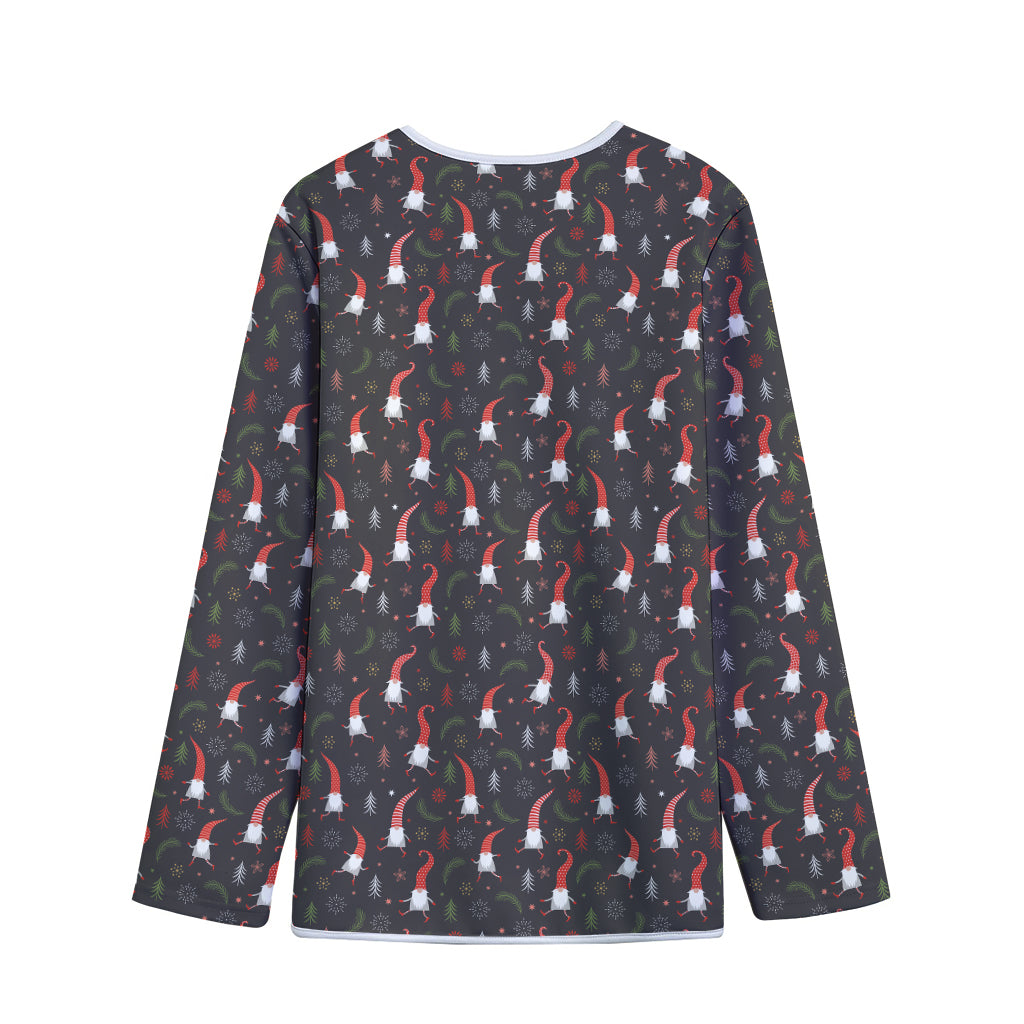 Christmas Gnomes Pattern Print Long Sleeve Short Coat