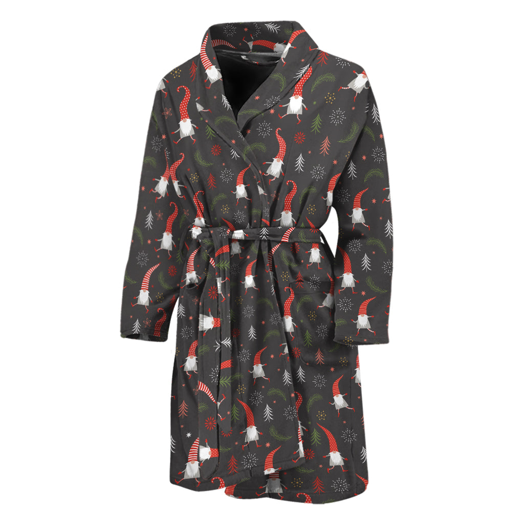Christmas Gnomes Pattern Print Men's Bathrobe
