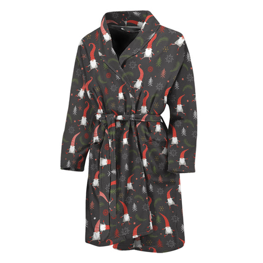 Christmas Gnomes Pattern Print Men's Bathrobe