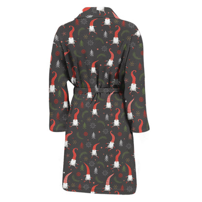 Christmas Gnomes Pattern Print Men's Bathrobe
