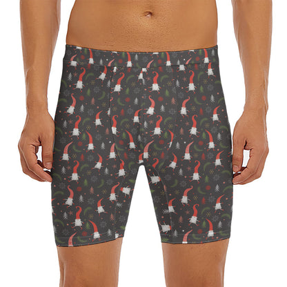 Christmas Gnomes Pattern Print Men's Long Boxer Briefs