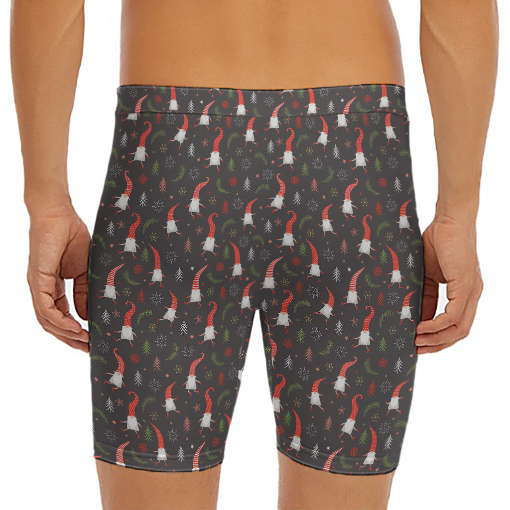 Christmas Gnomes Pattern Print Men's Long Boxer Briefs