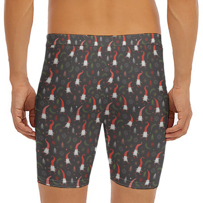 Christmas Gnomes Pattern Print Men's Long Boxer Briefs