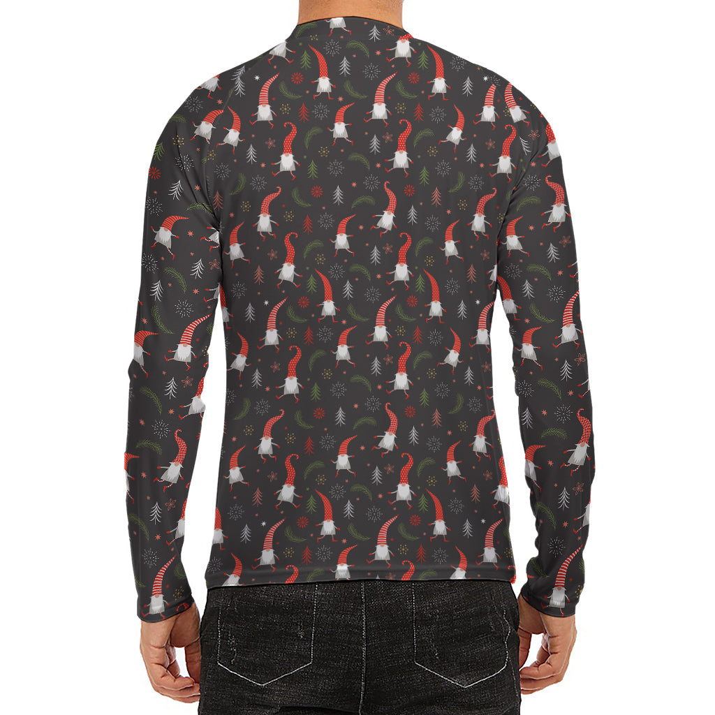 Christmas Gnomes Pattern Print Men's Long Sleeve Rash Guard