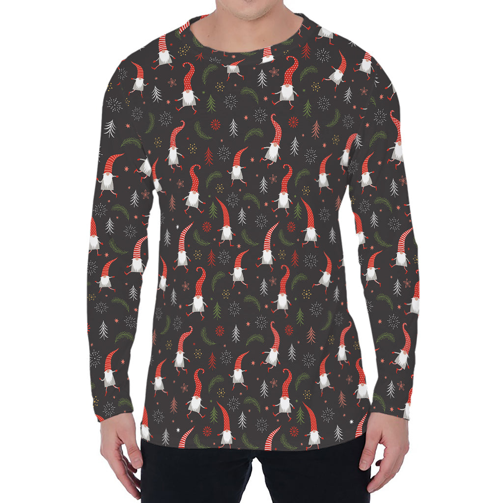 Christmas Gnomes Pattern Print Men's Long Sleeve T-Shirt