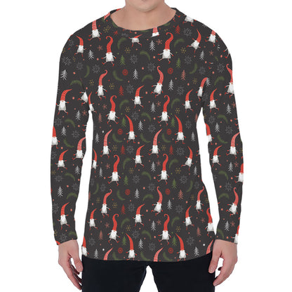 Christmas Gnomes Pattern Print Men's Long Sleeve T-Shirt