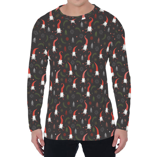 Christmas Gnomes Pattern Print Men's Long Sleeve T-Shirt