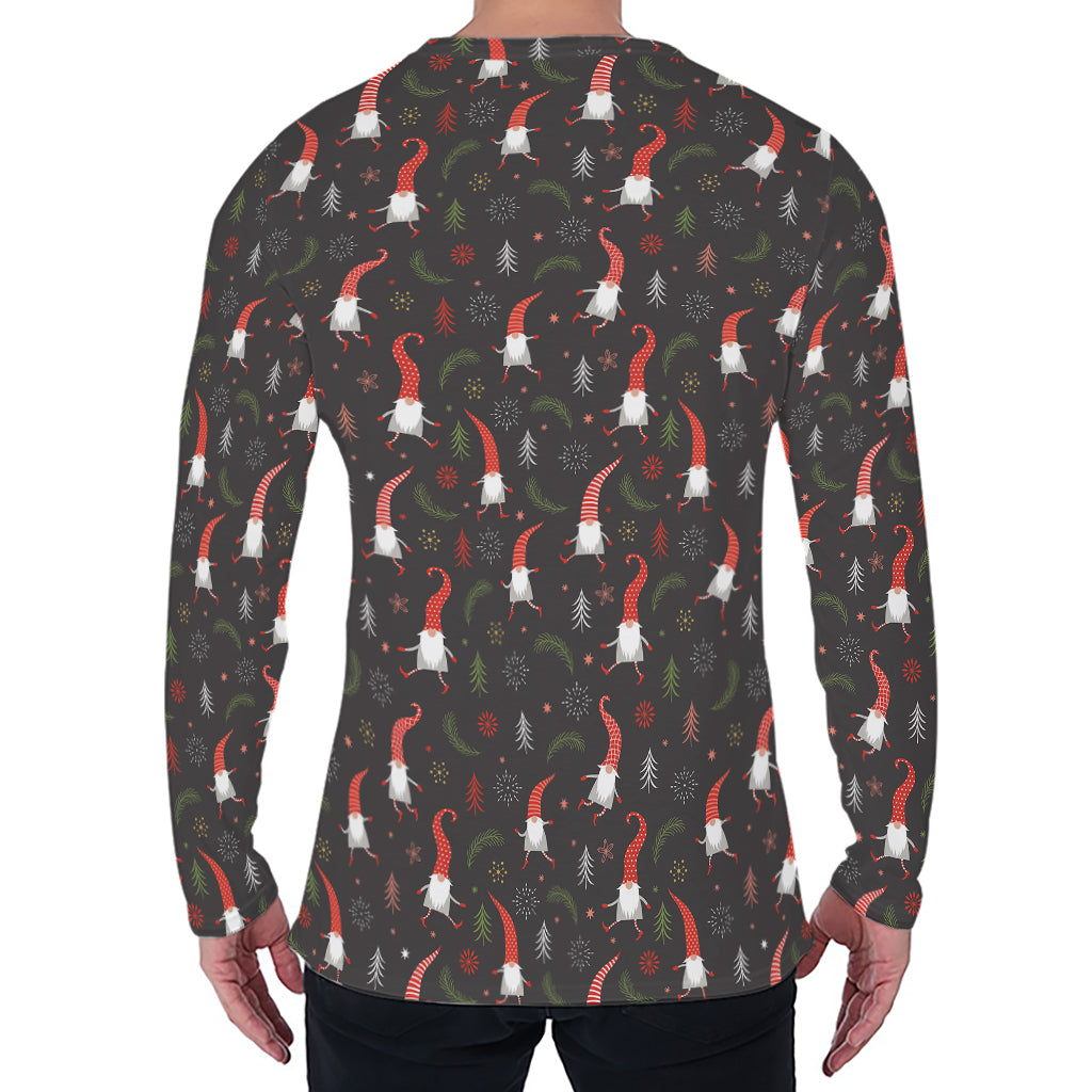 Christmas Gnomes Pattern Print Men's Long Sleeve T-Shirt