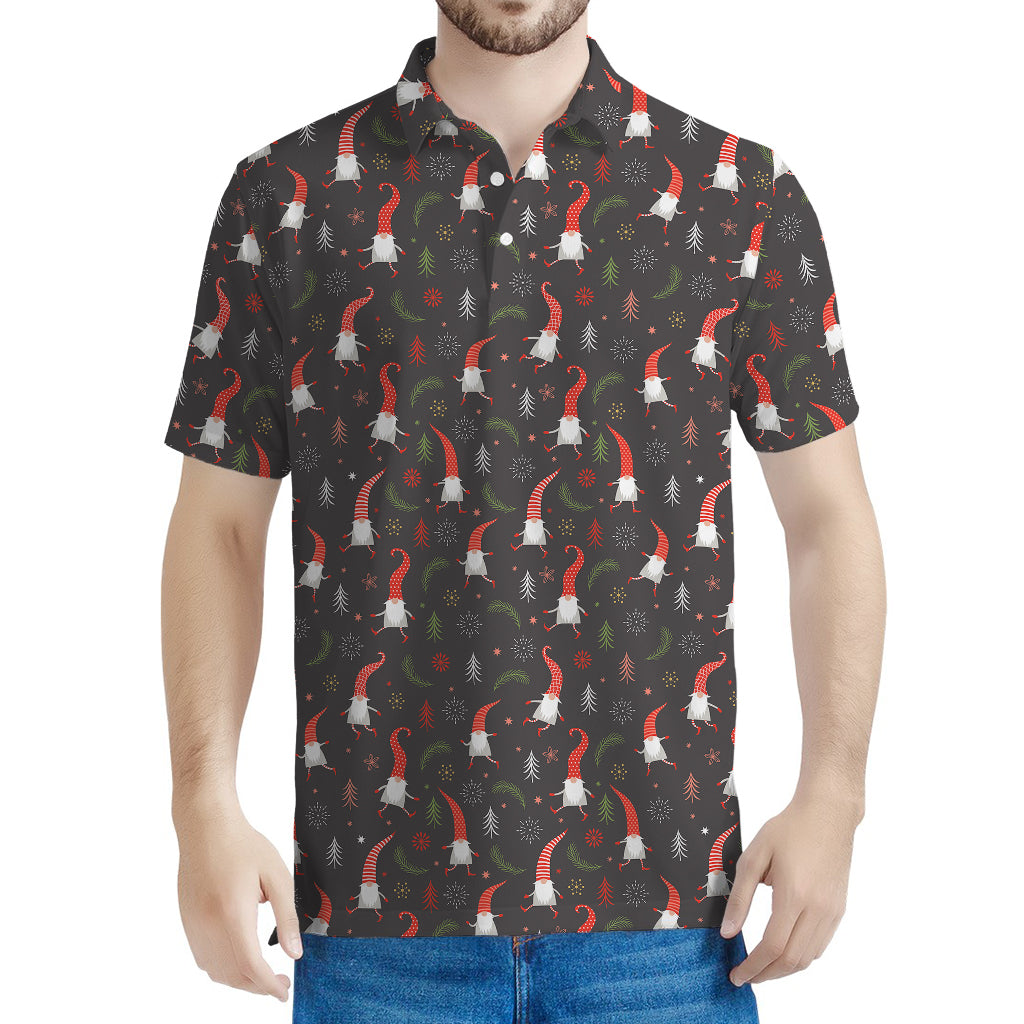 Christmas Gnomes Pattern Print Men's Polo Shirt