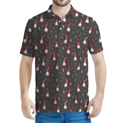 Christmas Gnomes Pattern Print Men's Polo Shirt