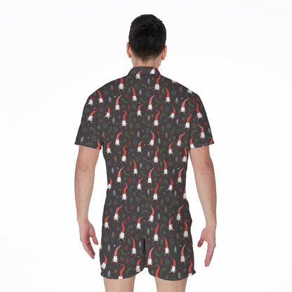 Christmas Gnomes Pattern Print Men's Rompers