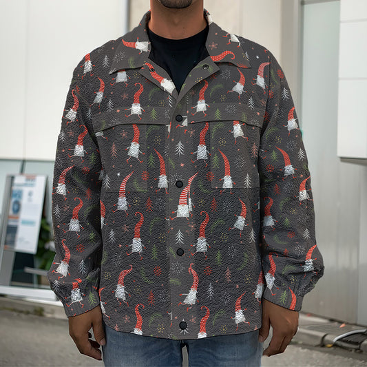 Christmas Gnomes Pattern Print Men's Shirt Jacket