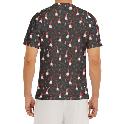 Christmas Gnomes Pattern Print Men's Short Sleeve Rash Guard