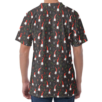 Christmas Gnomes Pattern Print Men's Velvet T-Shirt