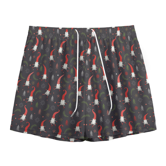 Christmas Gnomes Pattern Print Mesh Shorts